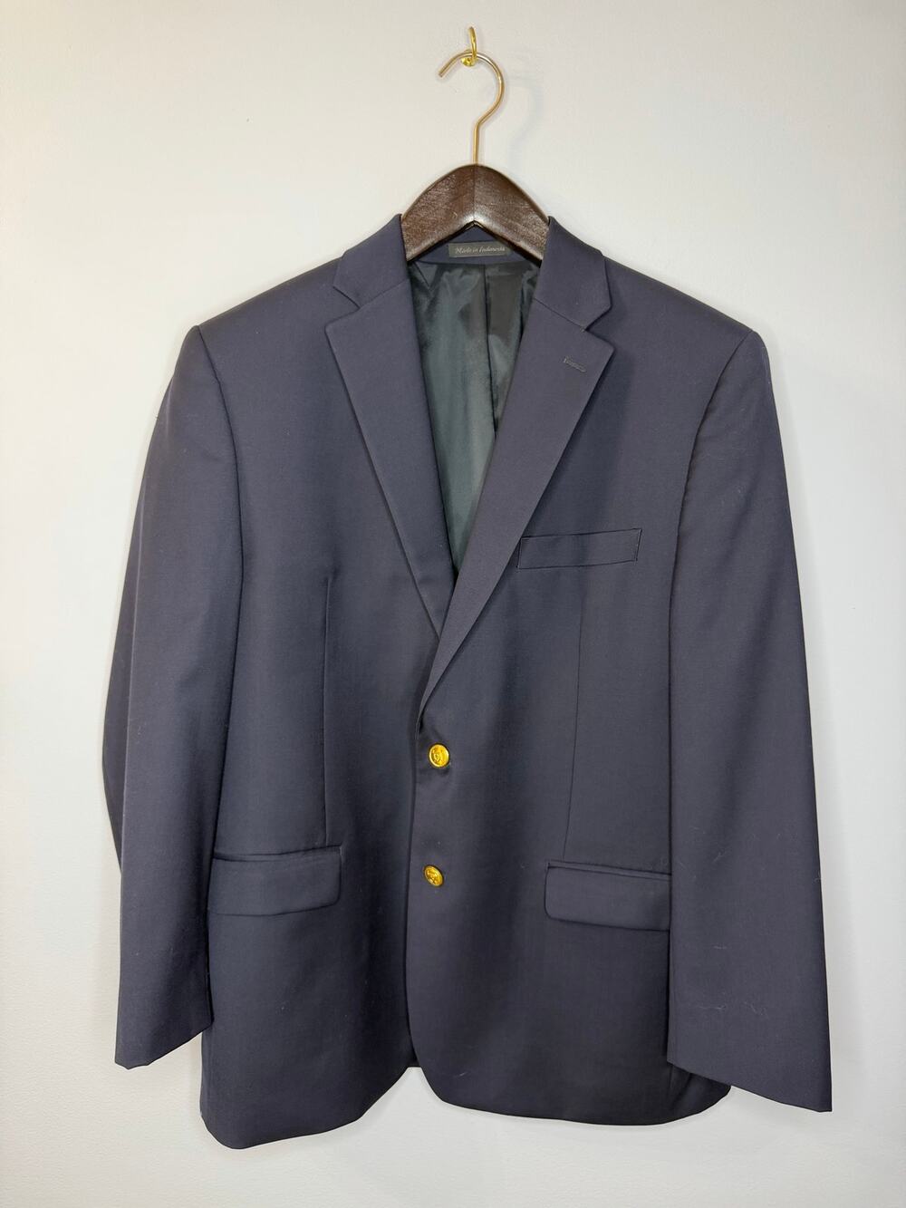 Lauren Ralph Lauren Sports Coat Navy Wool Blazer Jacket Gold Buttons Men's READ